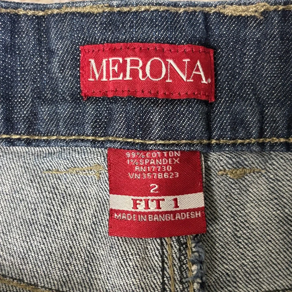 Merona Womens Dark‎ Wash Denim Shorts Fit 1 Size 2 Blue Cotton Stretch Indigo
